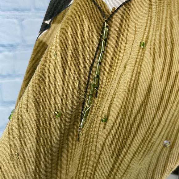 Chicos design vintage size 0 small large flowers green trucker beaded ja… - Picture 4 of 11